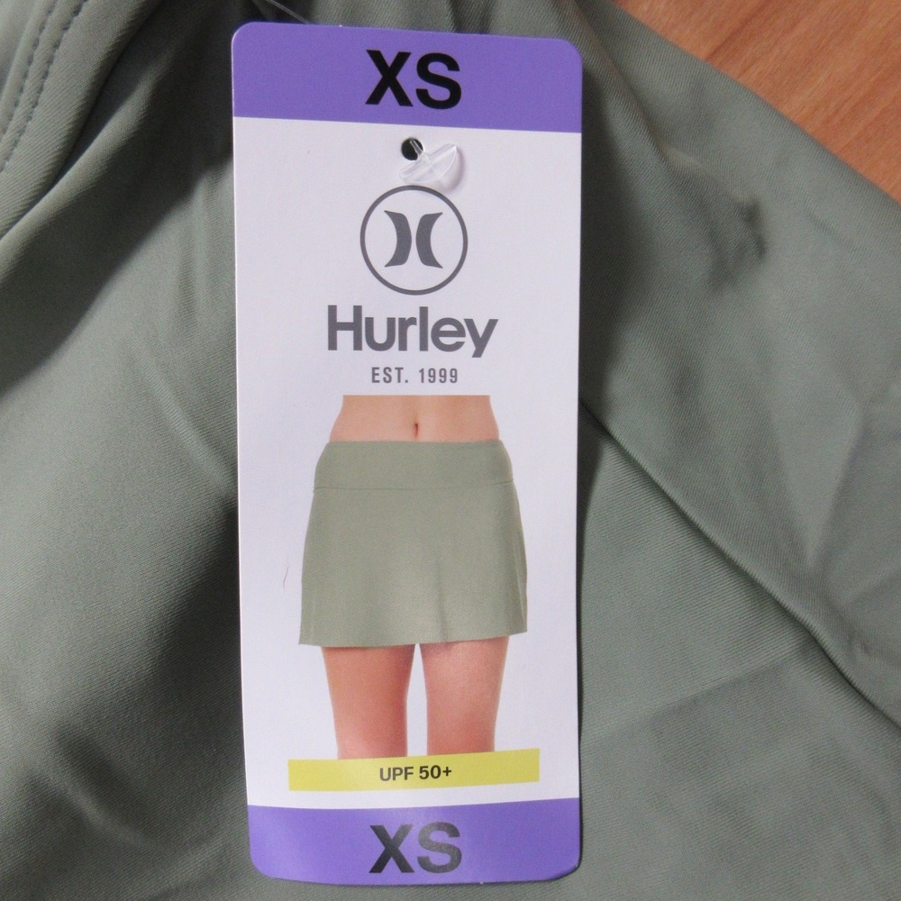 HURLEY UPF 50+ Performance Swim Skort‎ XS Olive Green Pull On Stretch Shorts NWT